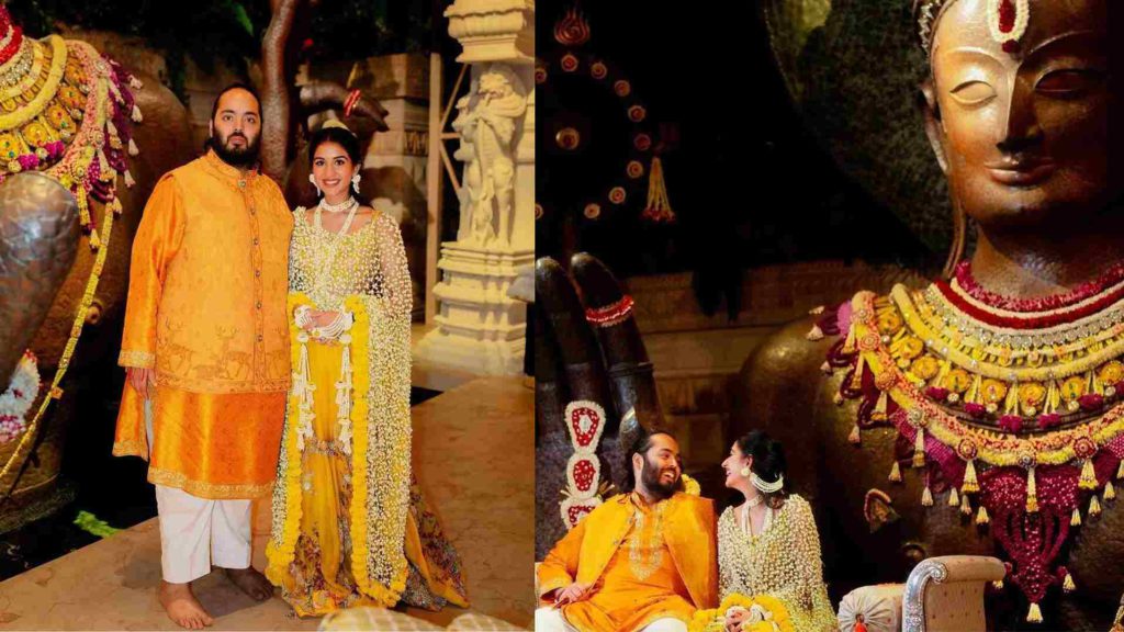 Anant Ambani and Radhika's haldi look