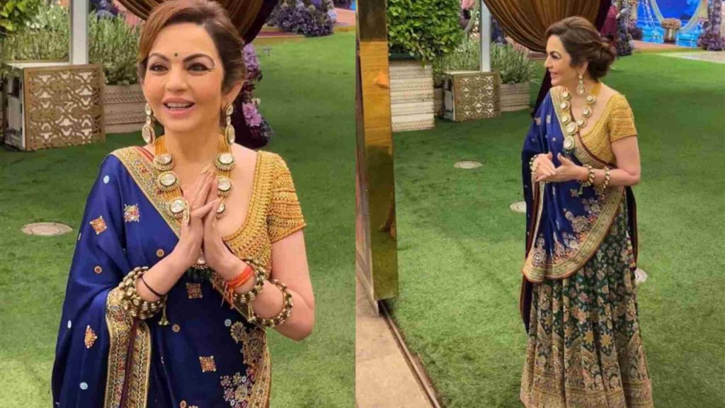 Nita Ambani in blue saree